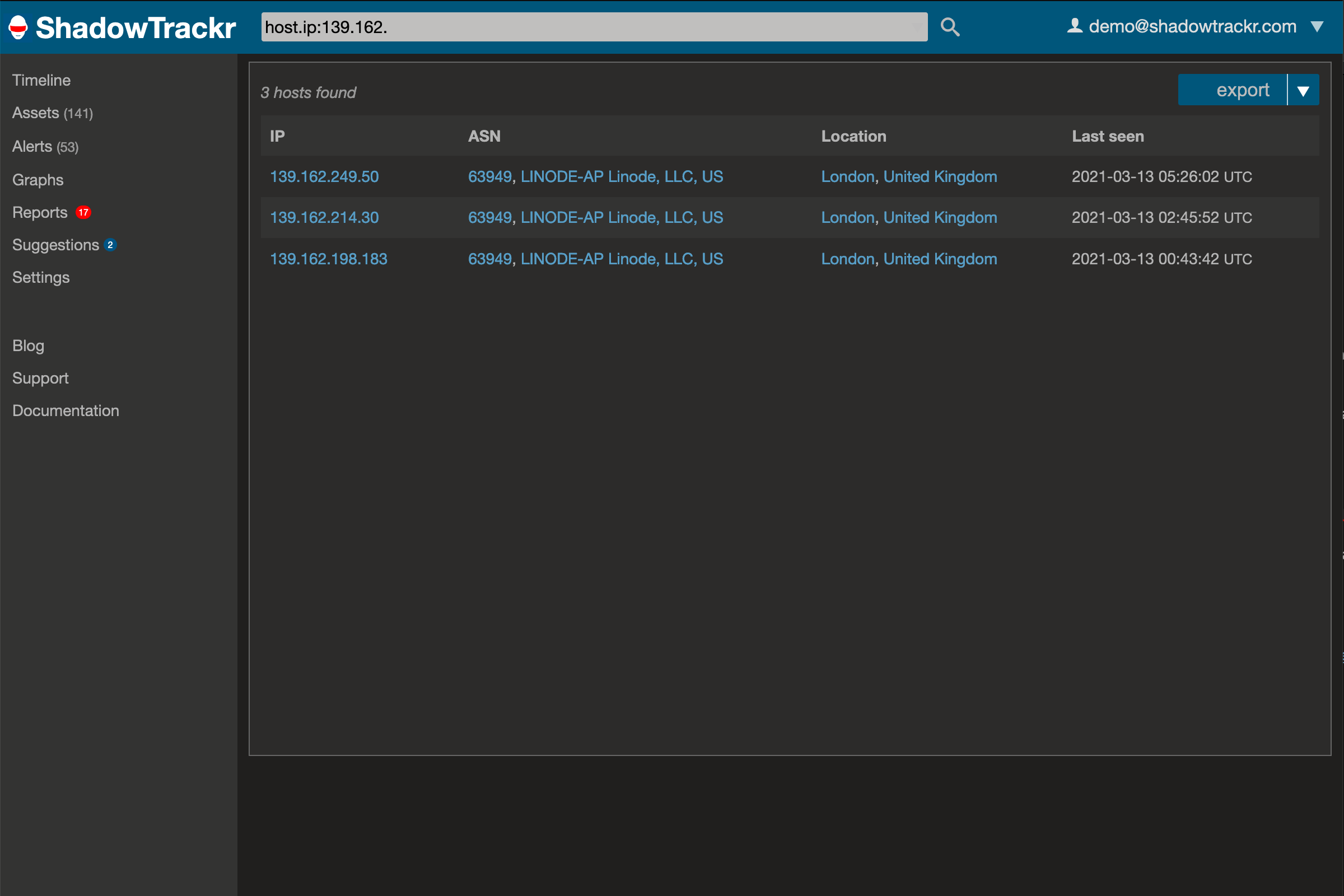 Search for ip addresses